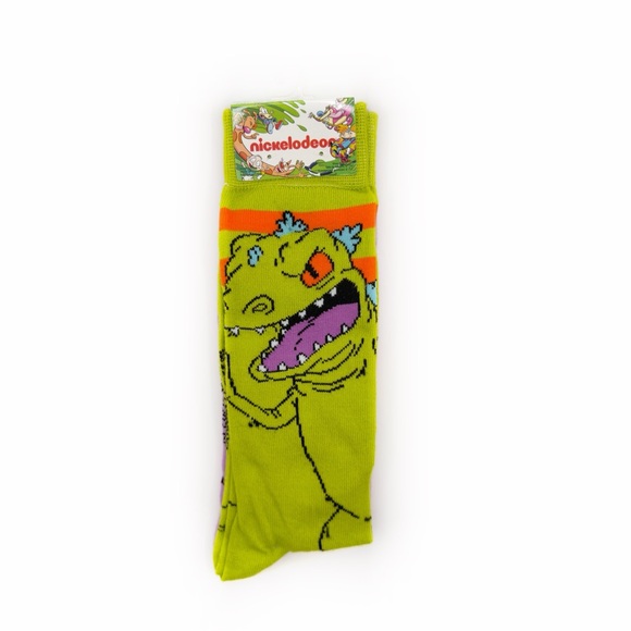Rugrats Crew Socks Mens Womens Reptar Tommy Chuckie 90s Nickelodeon Green Purple - Picture 4 of 8
